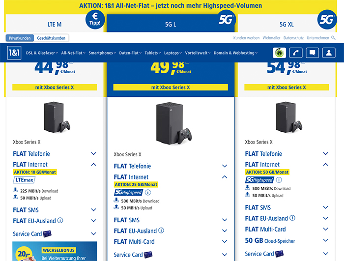 1und1 dsl xbox series x prämie